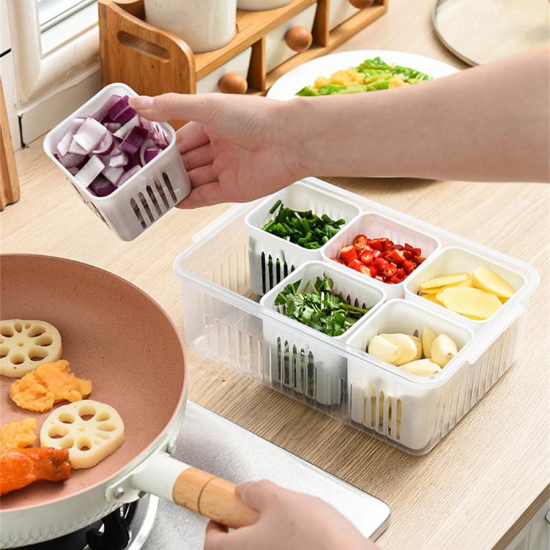 Ящик для хранения в холодильнике 4/6/1 сетка Ящик для хранения продуктов, овощей и фруктов Органайзер для холодильника Сливная корзина Мясо Лук Прозрачный контейнер для фруктов