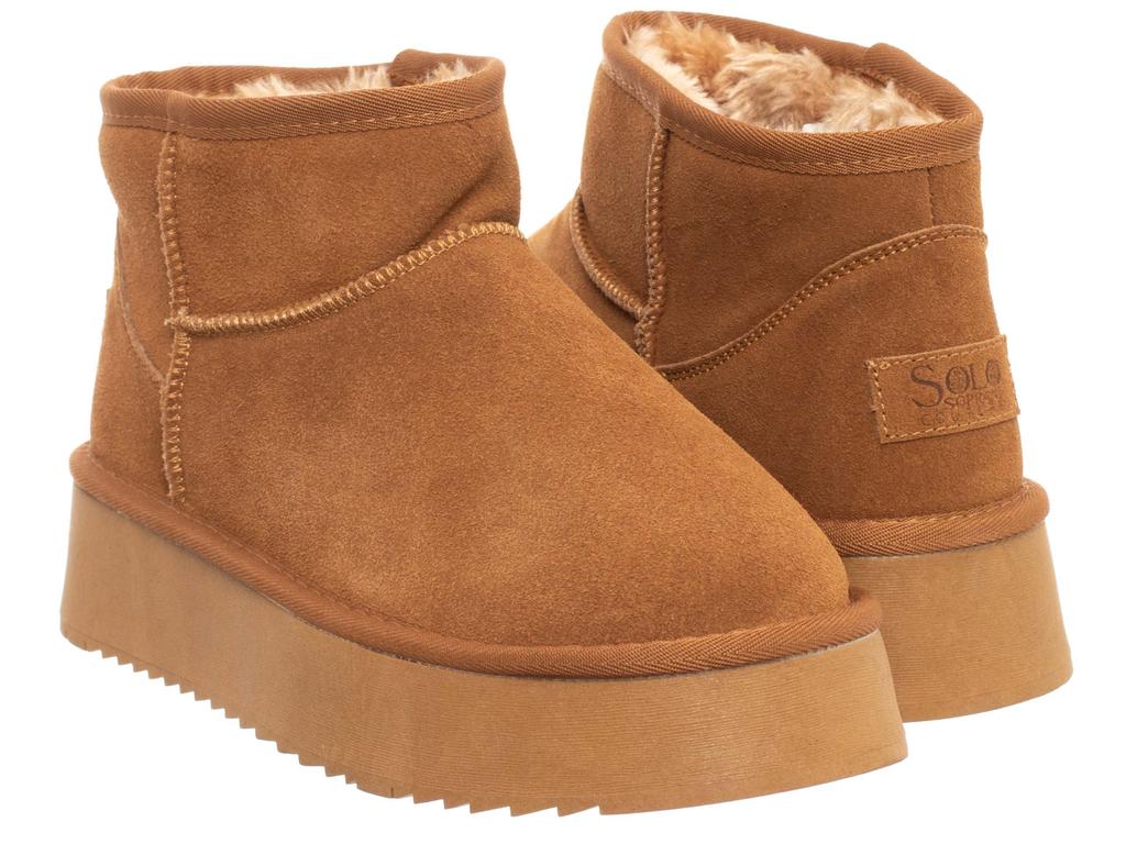 Women' Leather Ankle Boots - Solo Soprani Couture - Scw421P05/02 Hugh Platform Camel 40