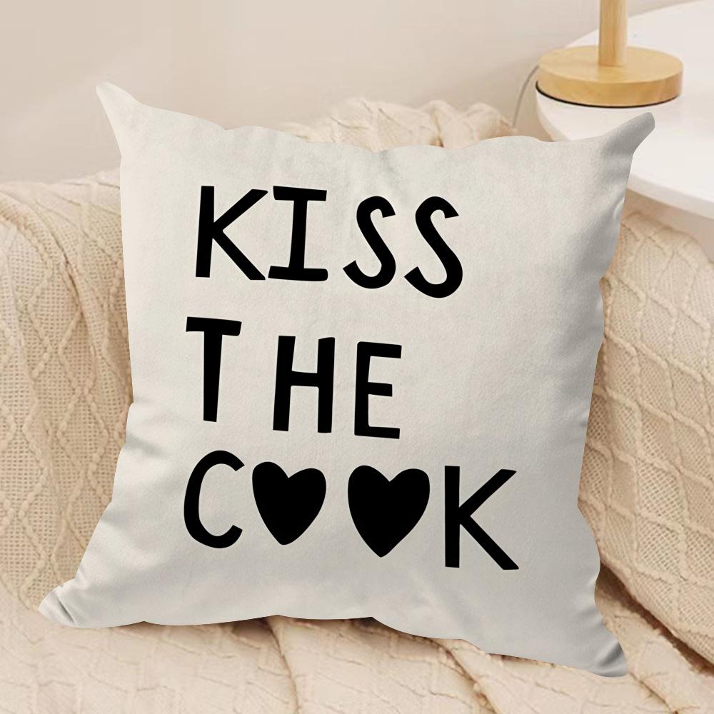 Funny Black Kitchen Love art Cushion Cover Pillowcase Ultra Soft Skin Friendly Fabric Cloud Like Comfort  Concealed Zipper