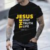 Jesus Way Truth Life Print T Shirt Men Bible Verses Clothing Casual Short Sleeve Tees Summer Christianity God Jesus T-shirts