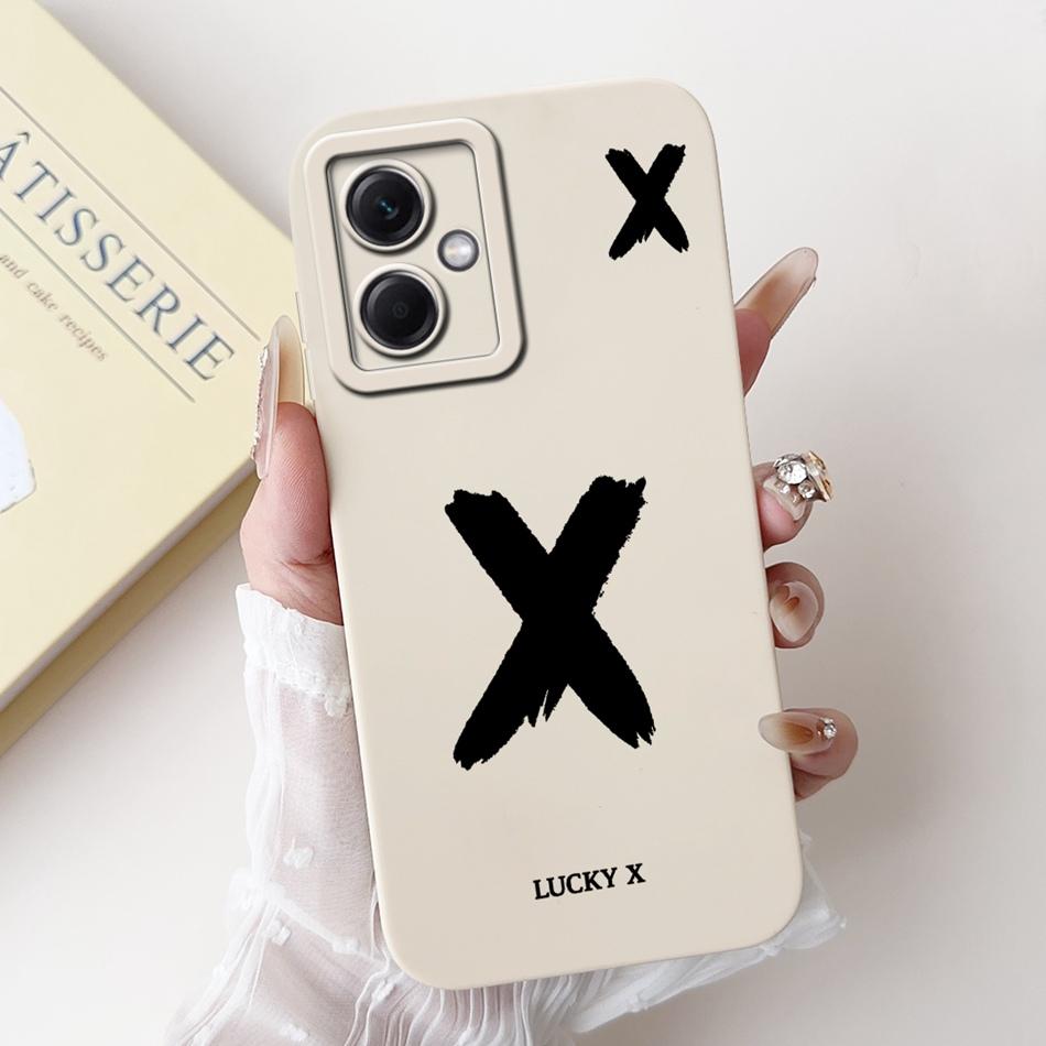 For Xiaomi Redmi Note 12 5G Lucky Initial Letter Phone Case For Redmi Note 12 Pro 5G Note12 Soft Silicone Shockproof Bumpers