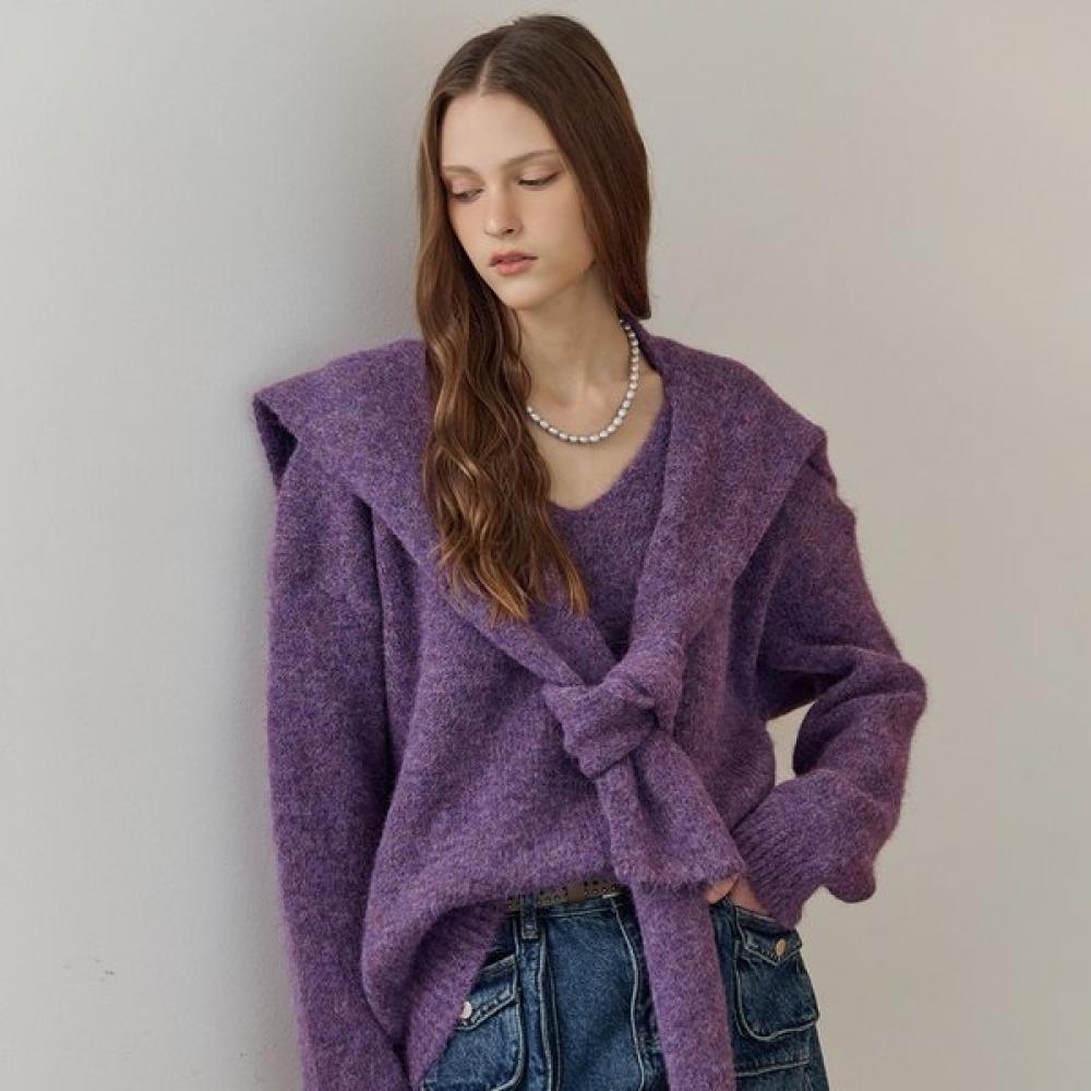 Maxza V Neck Loose Fit Knit Shawl Set Ze11qk011na