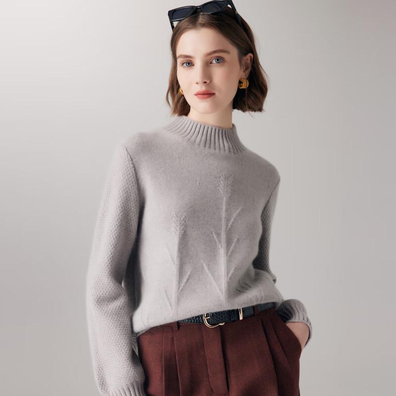 Paluo Women's Thickened 100% Cashmere High-Neck Jacquard Sweater
