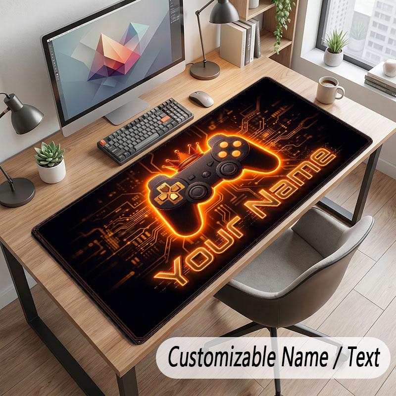 Game Controller Theme Customized Mouse Pad Personalized Print Name Text Desk Mat For Home Office Table Decor