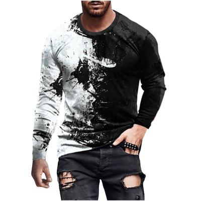 Модная двухцветная градиентная мужская футболка с длинными рукавами, персонализированная хип-хоп ретро 3D цифровая печать