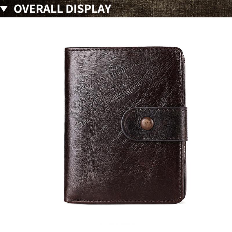 Многофункциональный мужской кошелек Crazy Horse из коровьей кожи, натуральная кожа, пряжка RFID, повседневный короткий кошелек в стиле ретро