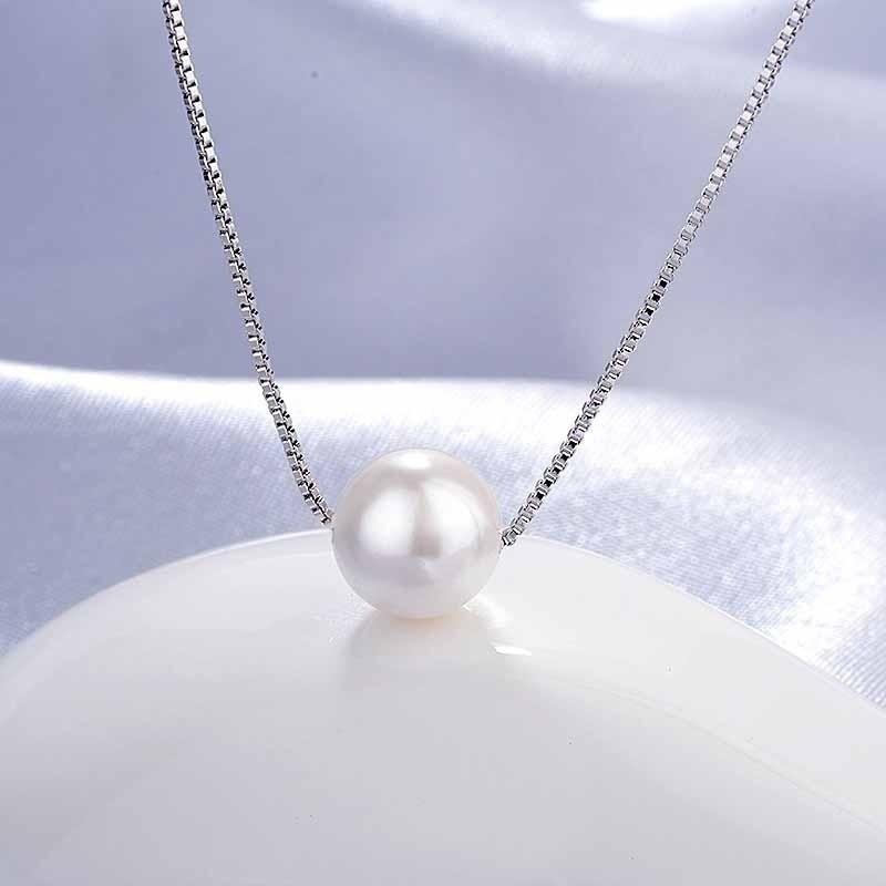 Simple Artificial Pearl Pendant Necklace Earrings Jewelry Set  For Women