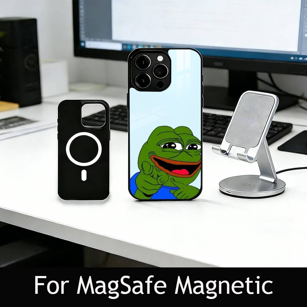 Чехол для телефона с мемом "Грустная смешная лягушка" для iPhone 17, 16, 15, 14, 13, 12, 11 Plus, Pro, магнитный с беспроводной зарядкой MagSafe