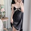 Новая женская ночная рубашка с горошком и кружевом из ледяного шелка 2025