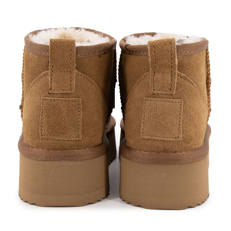 Женские кожаные ботильоны на платформе с меховой подкладкой KELARA