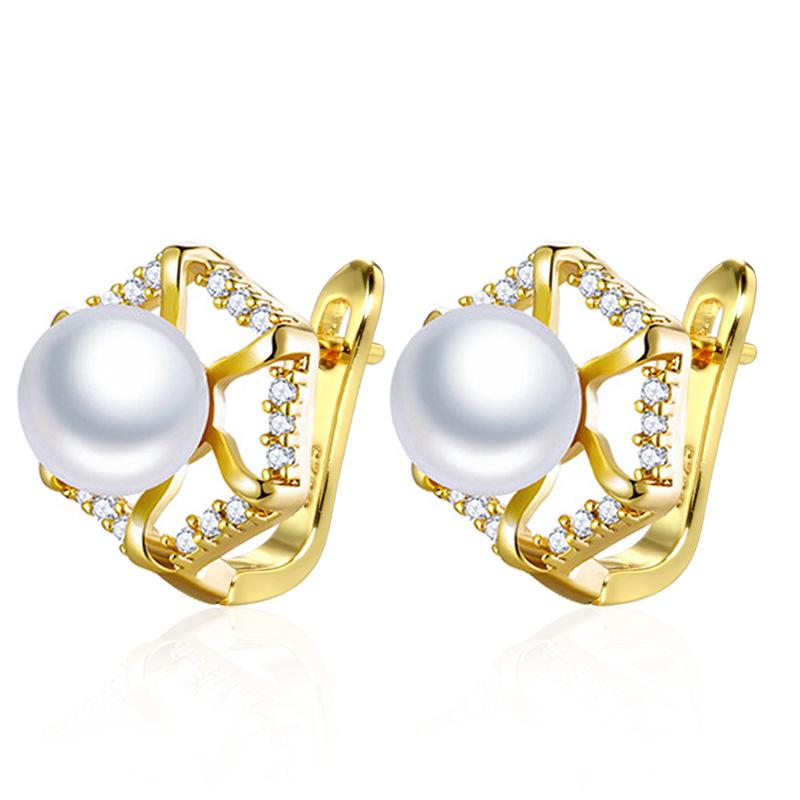 Серьги Gulkina Purple Gold 585 с цирконами - Европейский и американский INS стиль