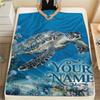 1PC Custom Name Golden Sea Adventure Patterned Flannel Blanket Suitable For All Seasons for Home Decor Warmth and Comfort Gifts Holiday Present_lx