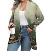 Женский осенне-зимний модный повседневный кардиган средней длины с принтом и длинным рукавом
