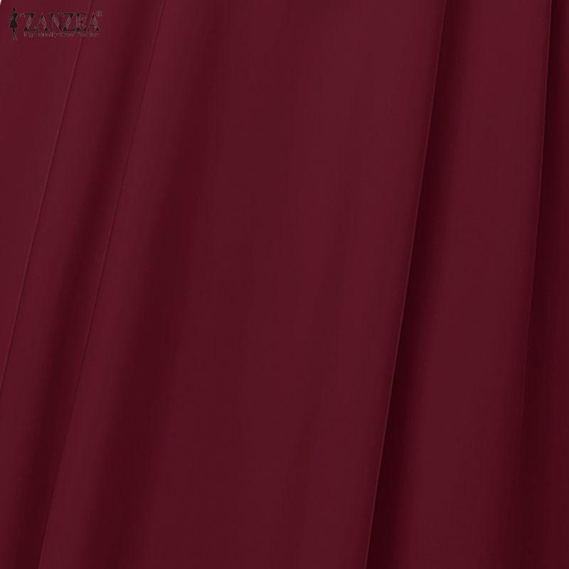 ZANZEA Женское элегантное повседневное длинное платье А-силуэта с лацканами и длинными рукавами