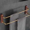 50cm Black/Gold Walnut Bathroom Towel Rack Towel Bar, Non-perforated Bathroom Storage Rack Towel Holder Luxury Double Towel Bar