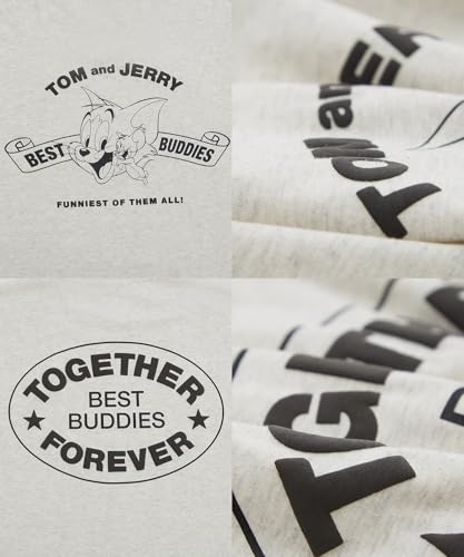 [IMPROVES] Casual [TOM & JERRY] Custom-made Buddies Oval Long Sleeve T-Shirt, Men's, Oatmeal