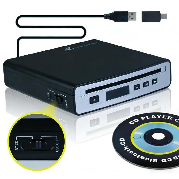 Car CD Player for Portable, External Car CD player, Dual-Mode USB or Bluetooth CD Player with for Car All-Models, Plug and Play