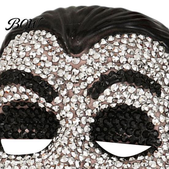 Rhinestone Embellished Mask Halloween Skull Full Face Mask, Sparkly Masquerade for Party, Adjustable Strap Cosplay Prop Women Men Comfortable Party