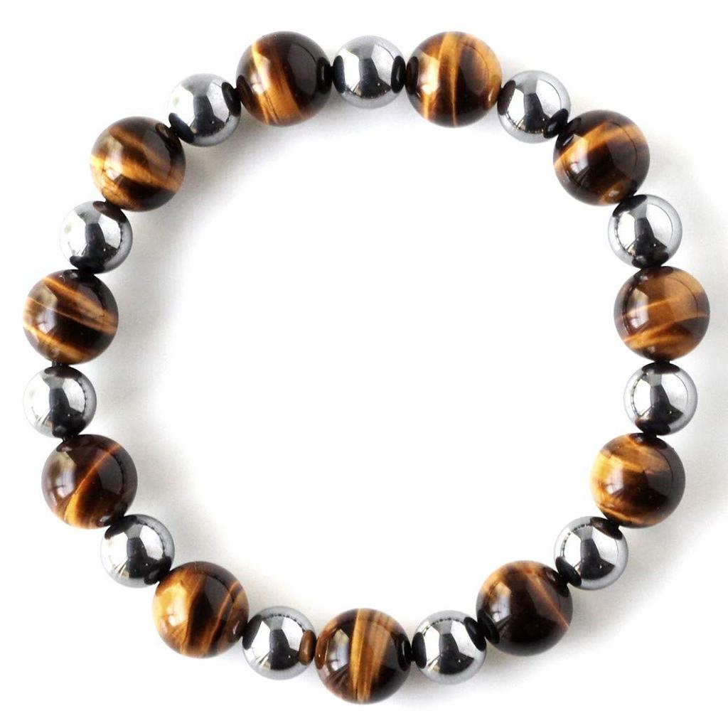 Браслет из натурального камня Power Stone AAA Tiger Eye Terahertz Аксессуар Внутренний диаметр [ЗОЛОТОЙ КАМЕНЬ] Мужской Приблизительный. 17.5cm