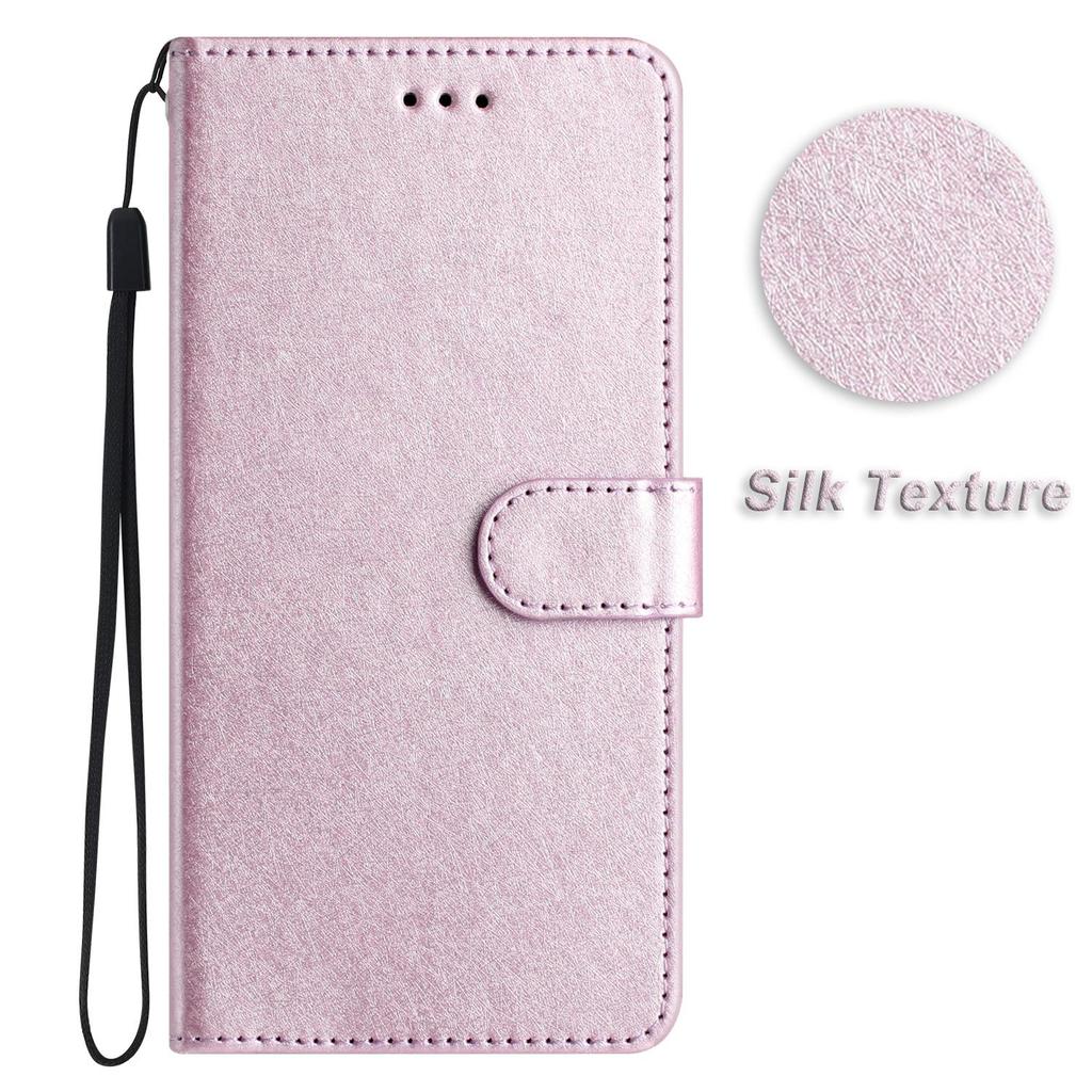 Classics Smooth Silk Leather Phone Wallet Case Book Kickstand For iPhone Samsung Xiaomi Redmi Google Moto Pro Solid Girls Magnetic Card Flip Cover Bag