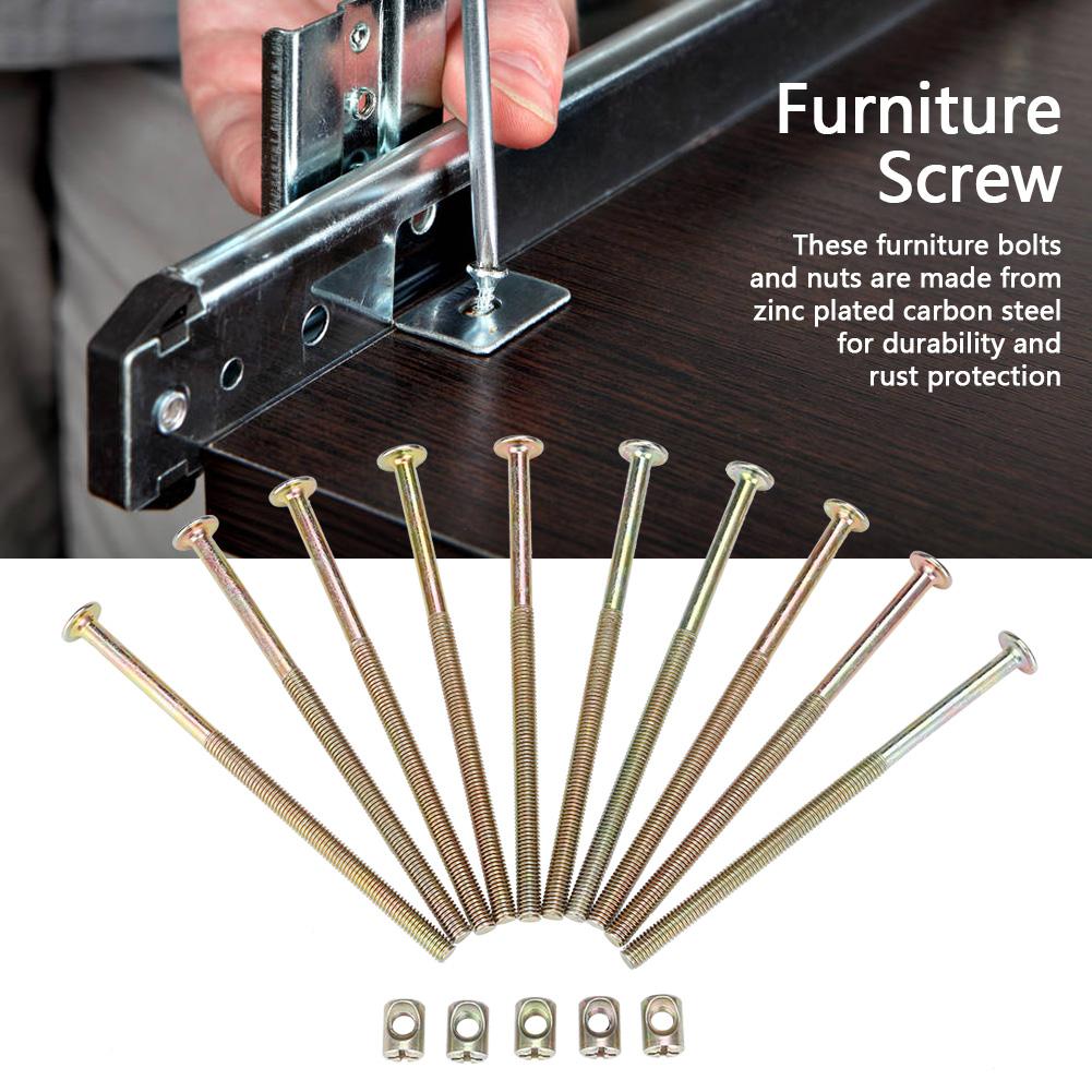 10 шт. болтов для мебели M6 из углеродистой стали 120 мм с 6-миллиметровыми гайками-соединителями