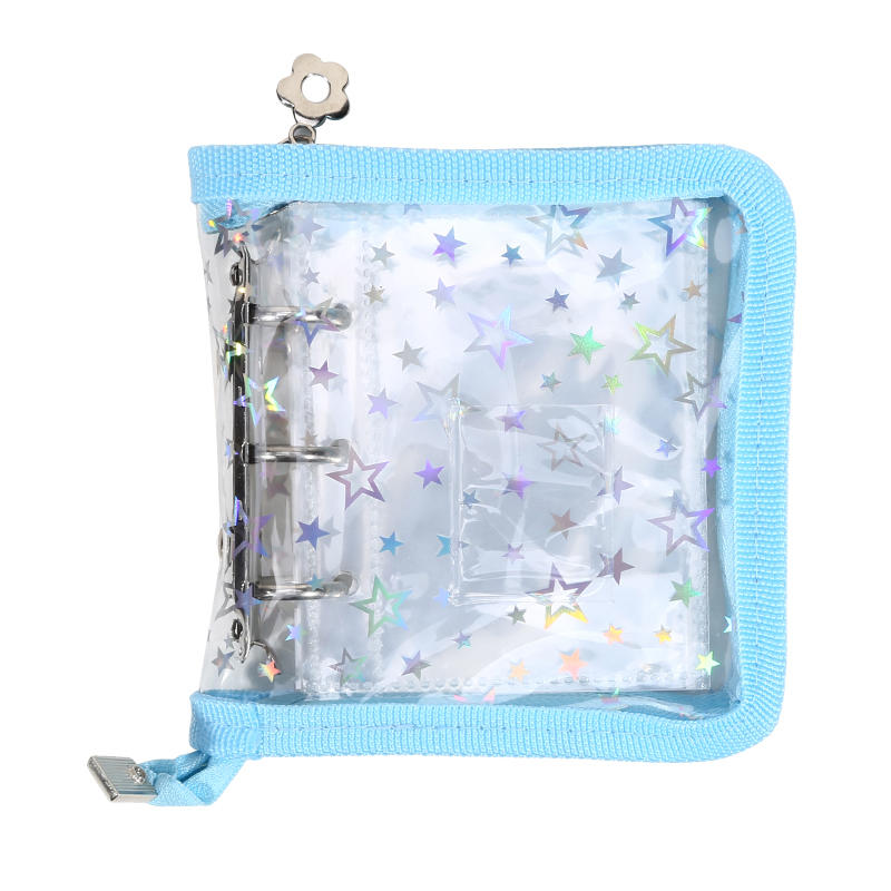 Мини 3-кольцевой папку из ПВХ Дизайн Звезда Лазерная Молния Прозрачный Альбом Для Фото Карточек Хранение Памяти Коллекционирование Изысканный Быстрая Доставка