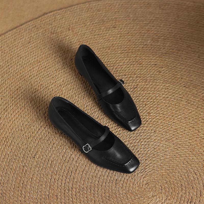 Krazing Pot Коровья кожа весна лето размер 41 низкий каблук женские легкие туфли квадратный носок неглубокие туфли-лодочки