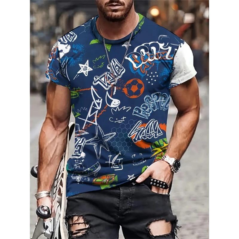 T-shirt Men's 3D Printed Football Pattern Summer Men And Women Casual Everything Simple Style Oversized Round Neck T-shirt Top