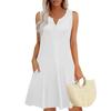 Женские летние платья Свободные сарафаны без рукавов с V-образным вырезом Платье с карманами