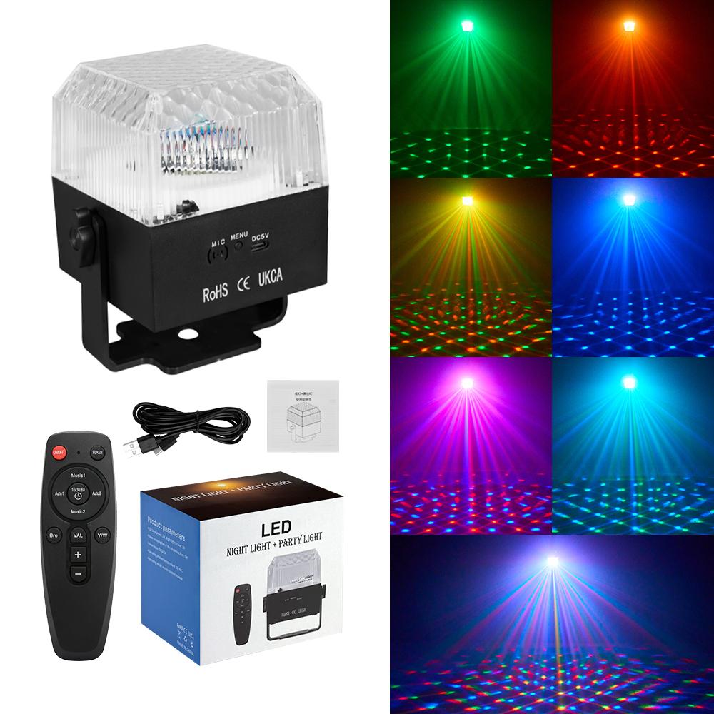 Дискотечный шар, ночник, диско-свет для диджея, активируемый звуком, 6-цветный светодиодный свет для дома, комнаты, танцевальных вечеринок