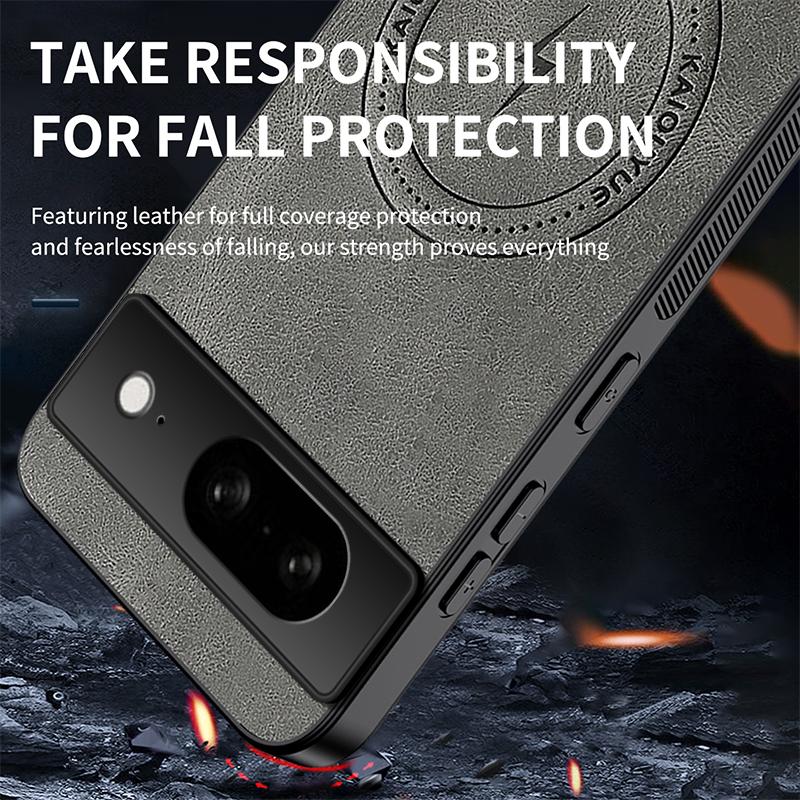 Кожаный чехол Lightning Retro для Google Pixel 8 / Google Pixel 8 Pro / Google Pixel 8A с поддержкой беспроводной зарядки MagSafe