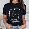 Funny Horse And Girl You Are My Happy Place Print T-shirts Summer Short Sleeve Tee Shirts For Women Round Neck Ladies Personalized Tops