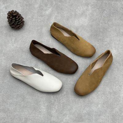 Туфли лоферы ручной работы из натуральной кожи на мягкой подошве, повседневные мягкие из коровьей кожи, женские слипоны