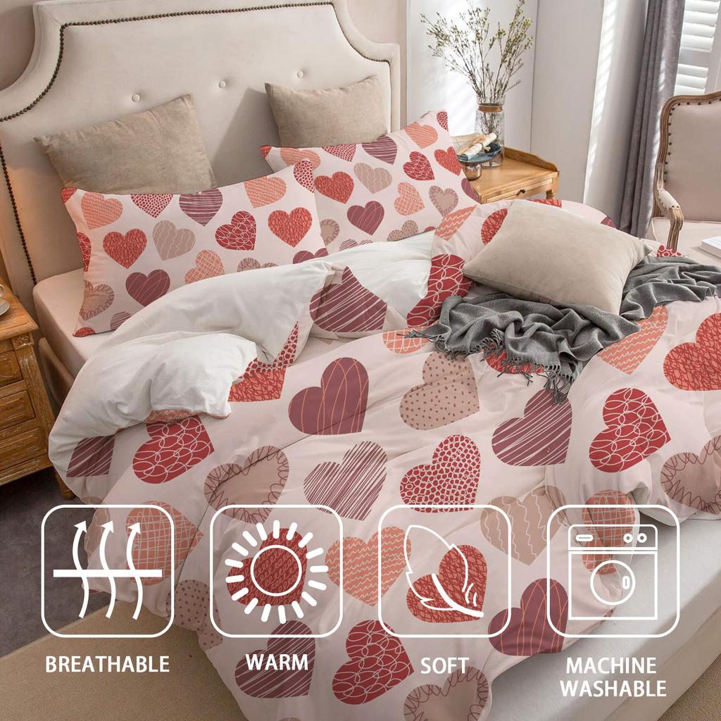 Heart Shaped Pattern 3D Printed Duvet Cover, Simple Style, Luxurious Bedding Set, Soft And Comfortable Duvet Cover, Pillowcase