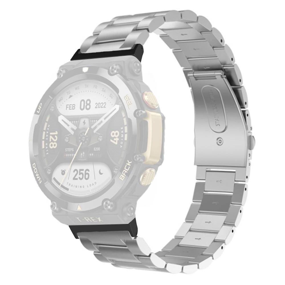 Для Huami Amazfit T-Rex 2 Ремешок для часов из нержавеющей стали Складная застежка Браслет из трех звеньев