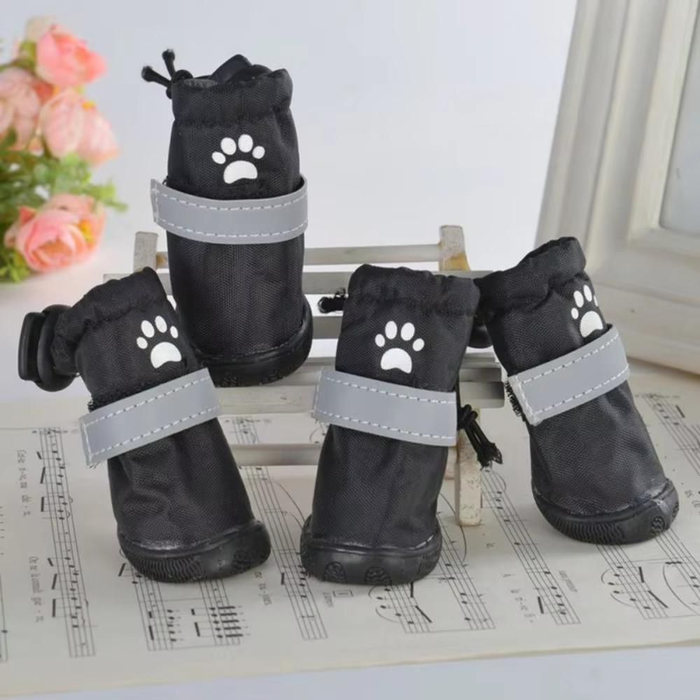 4pcs/set Anti-slip Pet Dog Shoes Waterproof Pet Rain Shoes Adorable Puppy Booties Small Medium Dog