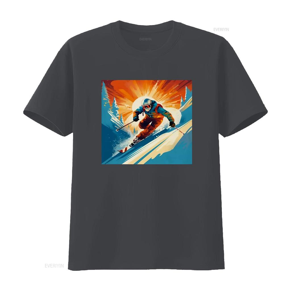 Telemark Skier T Shirt Retro Carving Vintage Adventure Skiing Ride Tele Long or s vintage Washed streetwear Comfortable