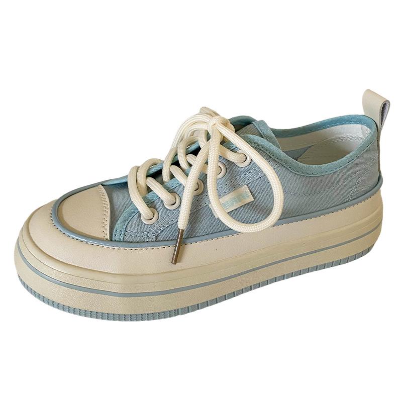 B-9363 допамин/платформа парусиновые туфли женские нишевые ретро гонконгский стиль 2024 новые туфли для доски корейская версия белых туфель