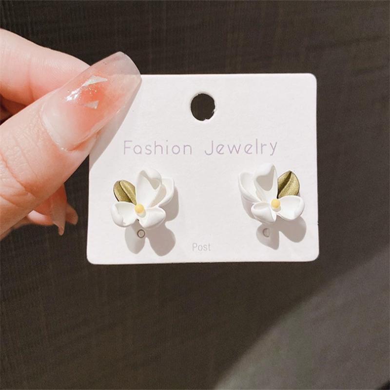 Модные серьги-гвоздики с гарденией, корейские модные ювелирные изделия в подарок