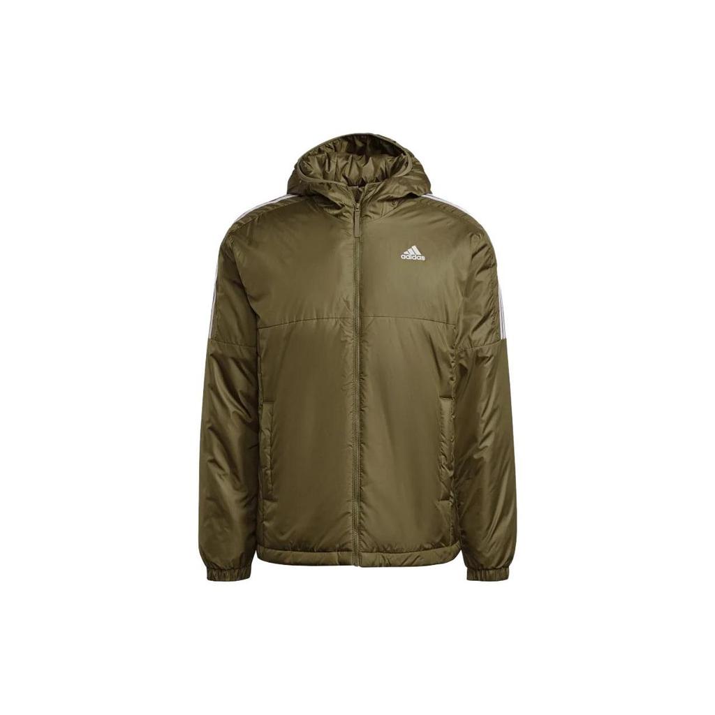 Adidas Striped Zip-Up Hooded Jacket Men Jackets Olive-Green GT9154