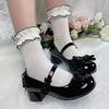 Super Fairy Temperament Sweet Thick Heel Small Leather Shoes Women's 2024 Summer New Round Head Cute Bow Women's Shoes Mary Jane