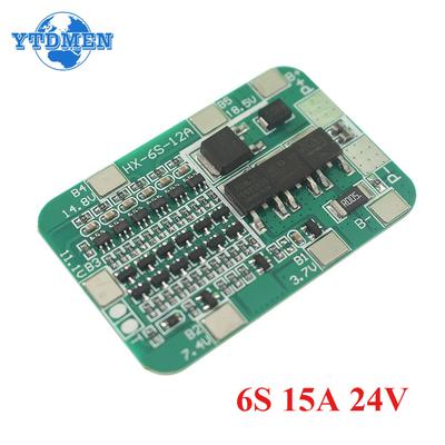 Плата защиты BMS 6S 15A 24V для модуля 6 элементов 18650 литий-ионного аккумулятора