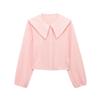 Spring New Women's Clothing Sweet Style Small round Lapel Small Plaid Puffy Long Sleeve Shirt Top 4661038