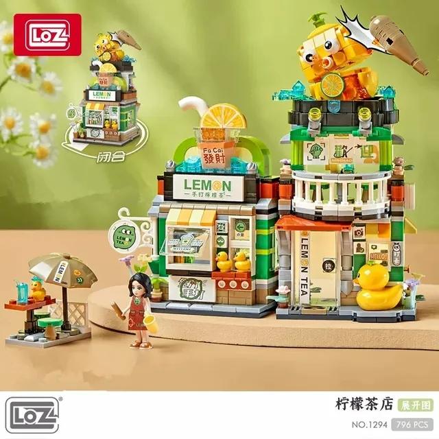 Loz Creative Mini Blocks Kids Building Bricks Snack Bar Sea Fish Food House Lemon Tea Shop Luosifen Store Puzzle Toys Girls Gift
