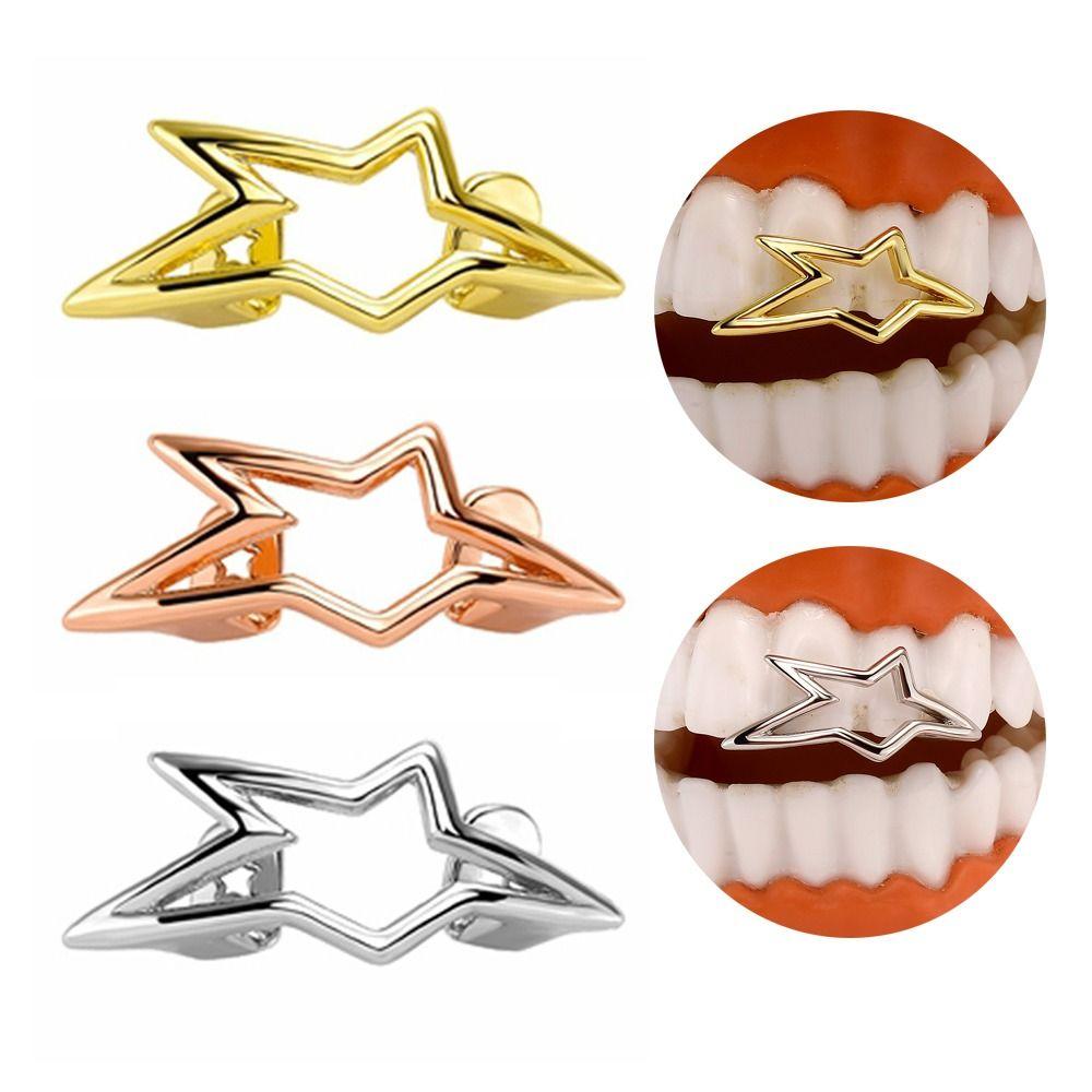 Медные Дентал Грилзы Хип-хоп Панк Зубные Украшения Мода Пентаграмма Зубные Накладки Мужские Женские