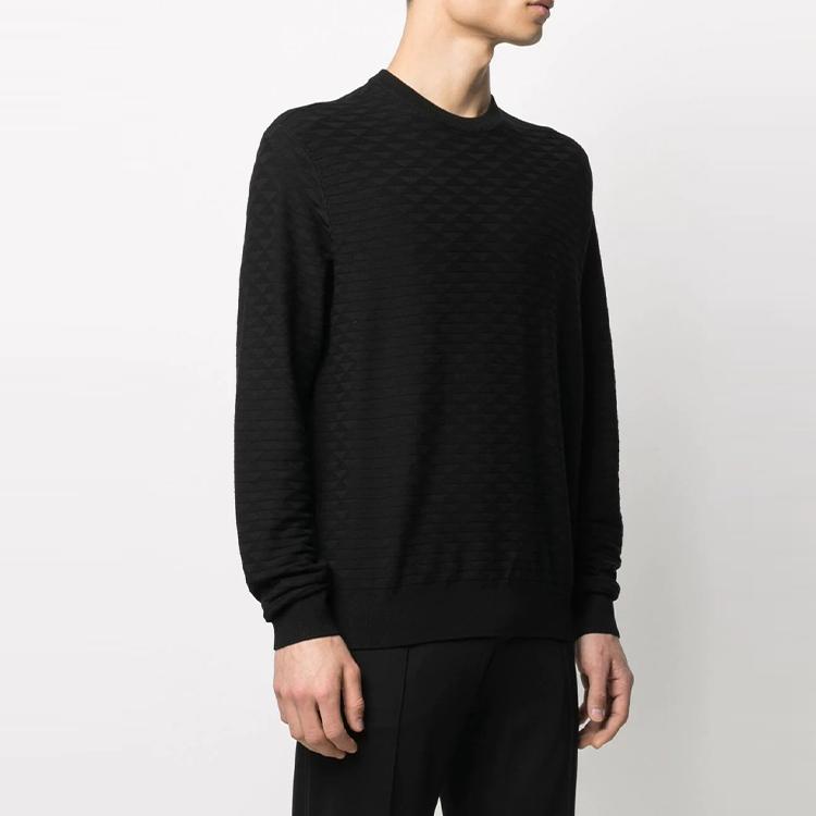 Emporio Armani Однотонный геометрический узор Свитшот с круглым вырезом Длинный рукав Свитер Мужской свитер Черный 3K1MX2-1MZTZ-0999