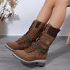 Fashion 2024 Winter Outdoor Shoes for Women Side Zip Women's Mid-Calf Boots Square Heel Casual Women's Shoes Med Heel Ladies Boots