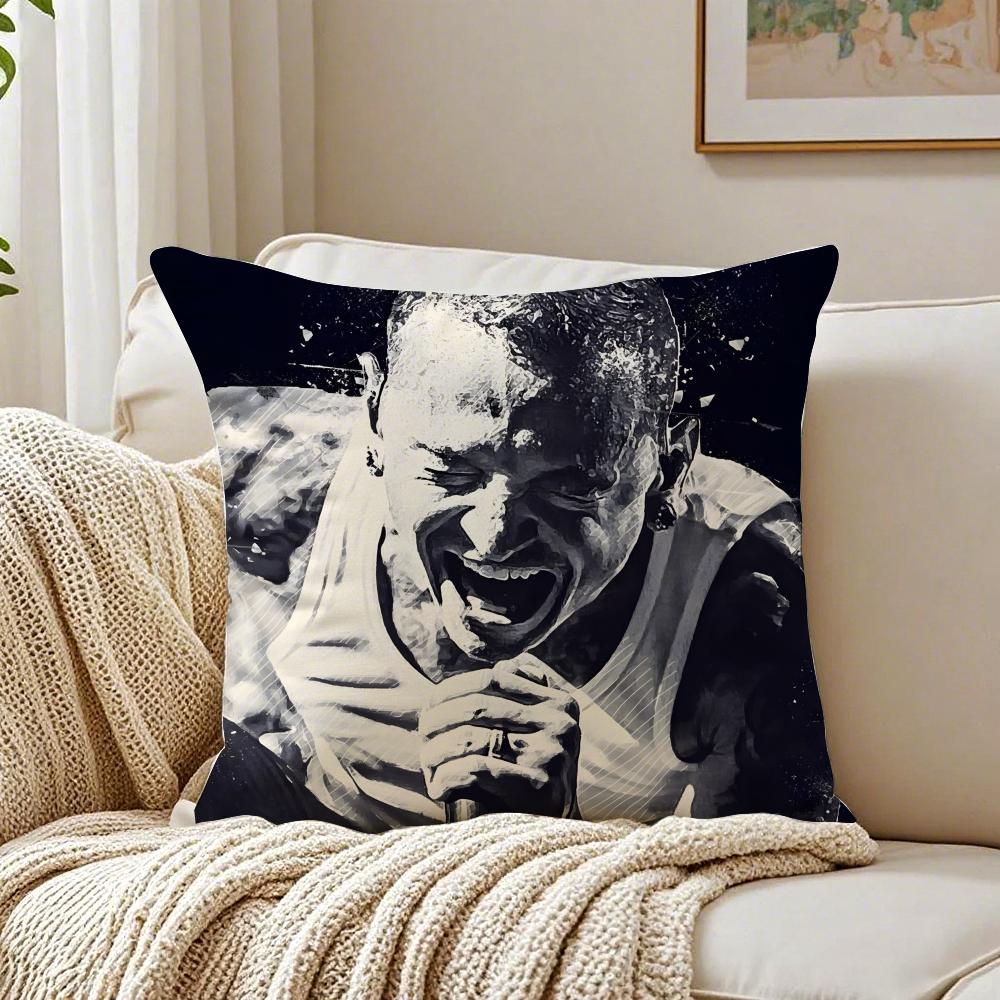 Rock Singer CChester BBennington Cushion Cover Linen Pillowcase Soft for Sofa Bed Home Room Decor
