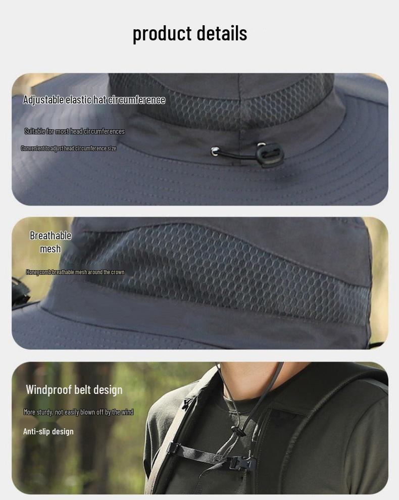 Перезаряжаемая шляпа от солнца с двойным вентилятором на солнечной батарее для мужчин