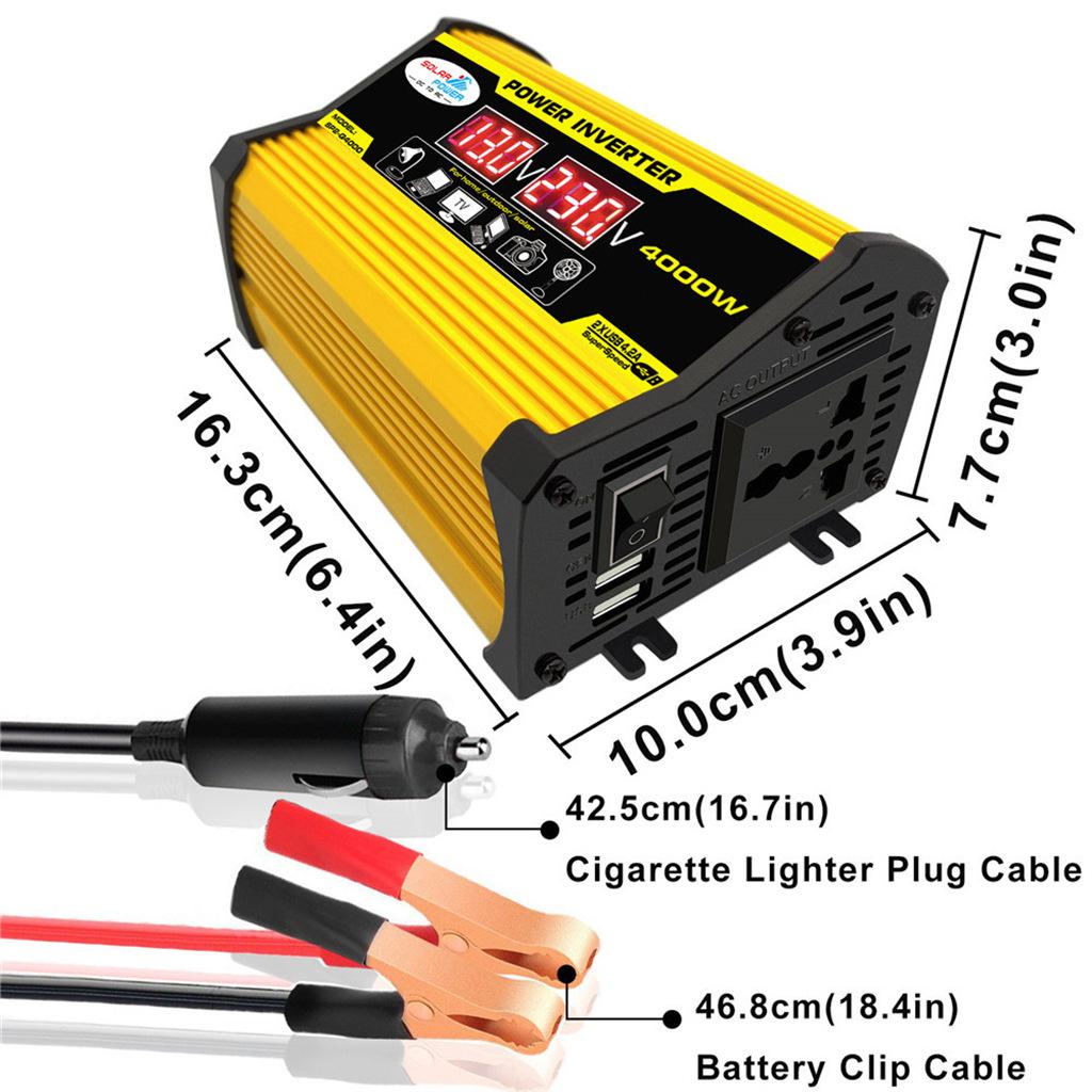 4000W Peak Car Inverter 12V 220V Solar Power Inverter LCD Display DC 12/24V To AC 110/220V Modified Sine Wave Converter Inverter
